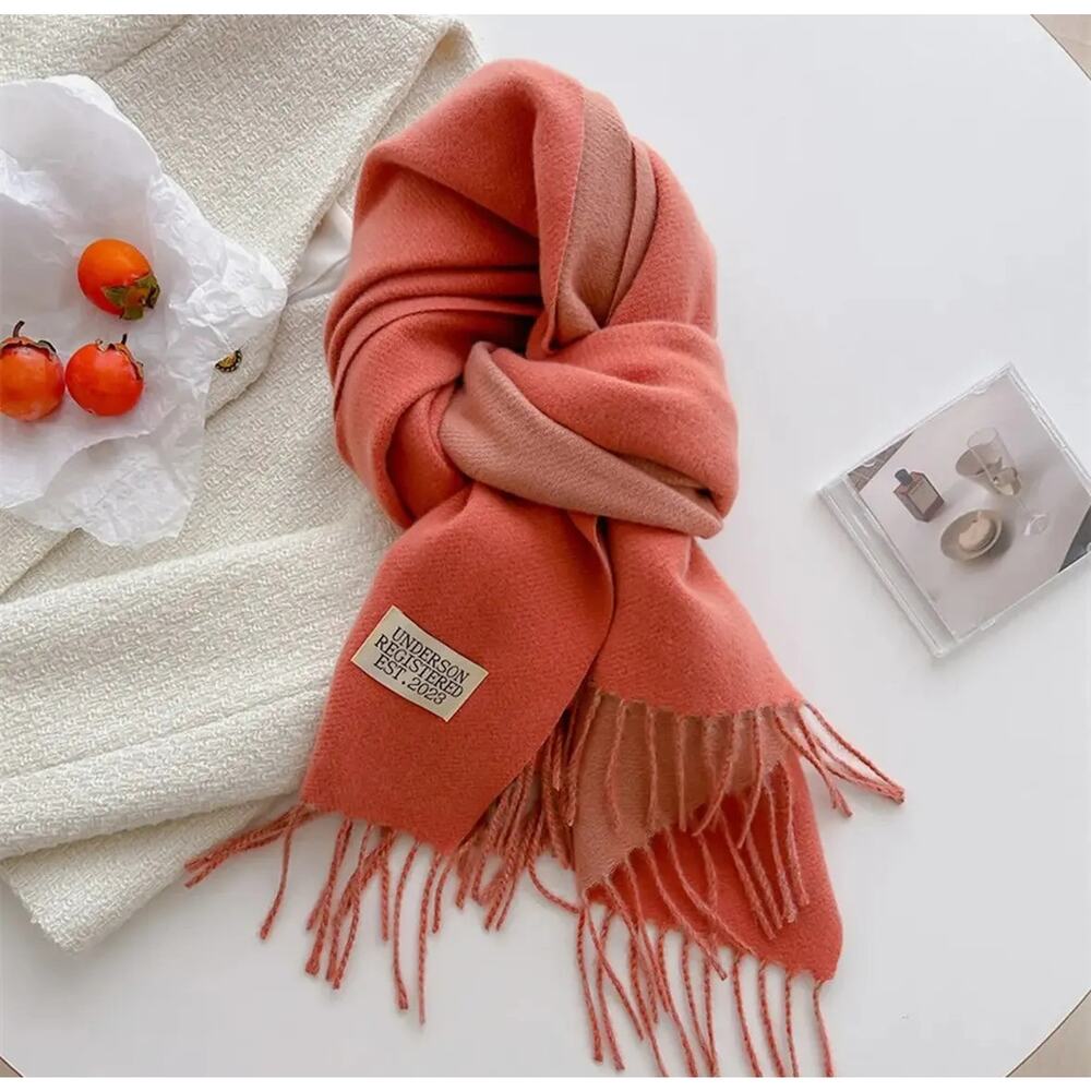 Double Sided Faux Cashmere Scarf-Solid Color Shawl - Picture 2 of 5